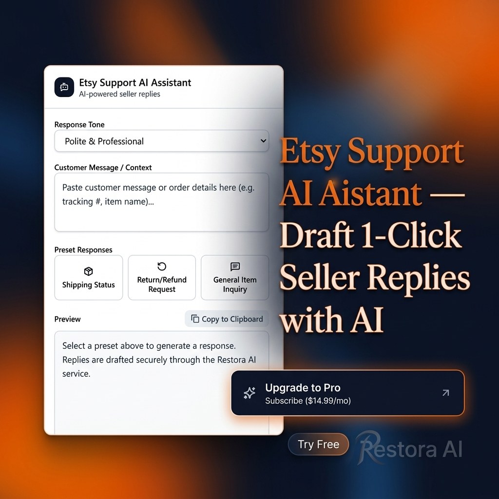Etsy Support AI Assistant in action inside an Etsy conversation